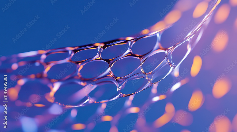 Poster quantum, delicate mesh pattern with vibrant lighting creates an abstract and modern composition, emp