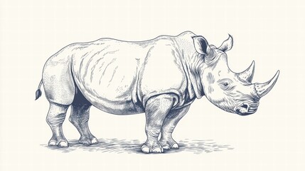 Obraz premium Engraved Rhinoceros Illustration