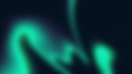 Abstract blur green aurora wavy on dark background