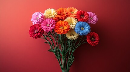 Obraz premium Bright flowers on a solid background for International Women's Day.