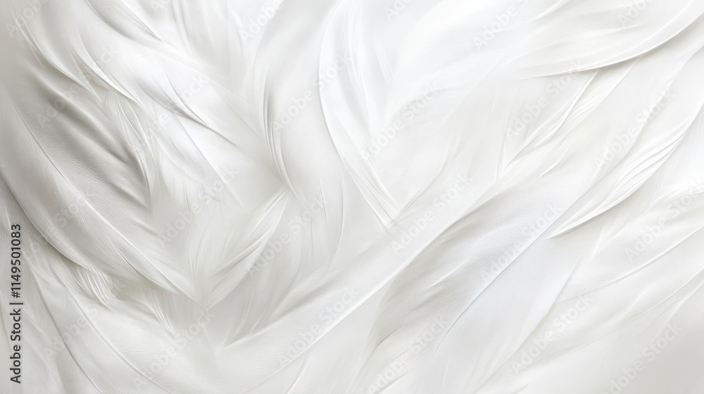 Poster serene white feather background texture, a soft and delicate design element