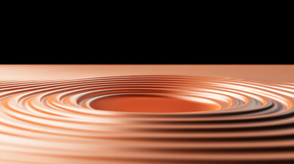Quantum, Abstract copper waves ripple across a smooth surface, creating a dynamic interplay of light and shadow against a black background.