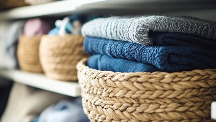 Organizing Folded Sweaters in Woven Baskets: A Cozy Home Organization Guide