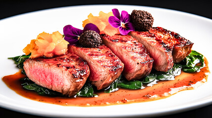 Perfectly cooked medium rare beef tenderloin.