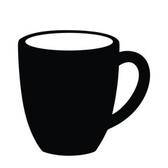 Mug with curved handle black silhouette Illustration