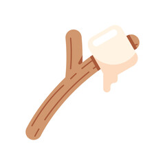 Marshmallow on stick icon. Roasting marshmallow on stick vector sketch illustration.