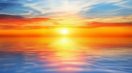 Obraz premium Tranquil Sunset Over Calm Lake with Colorful Reflections