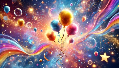 Colorful Fantasy Elements with Glittering Abstract Patterns