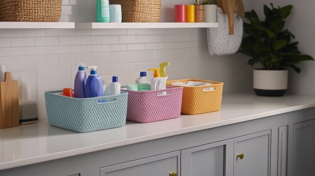 Organized and Colorful Laundry Room Essentials