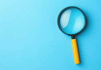 Bright Magnifying Glass on Vibrant Blue Background with Shadows