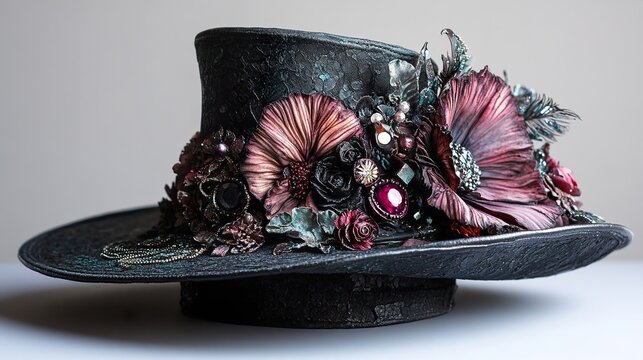 Dark Romantic Floral Hat: Gothic Victorian Millinery