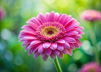 Obraz premium Pink Gerbera Daisy Tilt Shift Miniature Photography, Closeup Blooming Flower Macro Shot