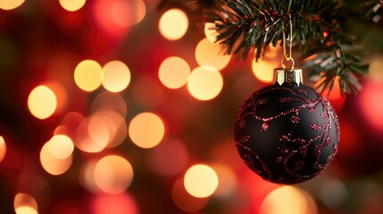 Fototapeta premium Vibrant Christmas Ornament on Tree