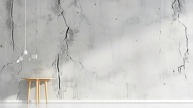Minimalist Concrete Wall with Cracks and Copy Space for Modern Living Room Design