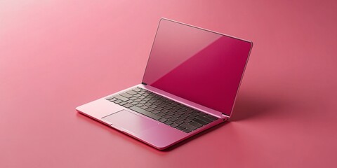 Pink Laptop Minimalist Background, Modern Tech Aesthetic, Sleek Design, Desktop Wallpaper, Digital Art