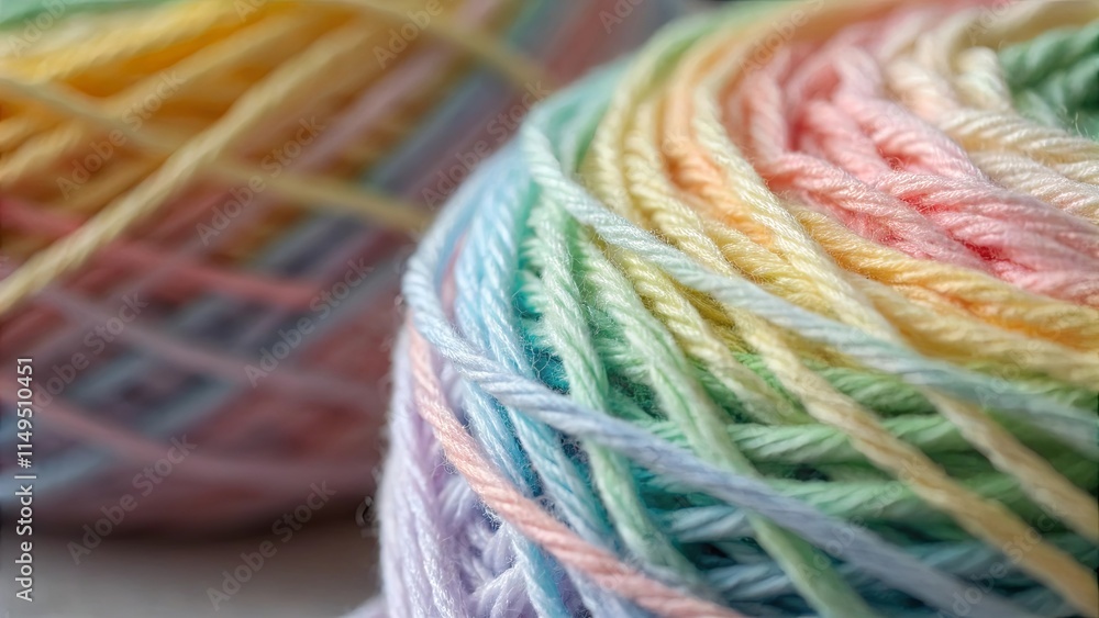 Poster a colorful ball of yarn with a rainbow pattern