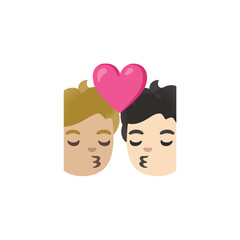Kissing Couple Emoji (Male-Male, Light Skin and Dark Skin)
