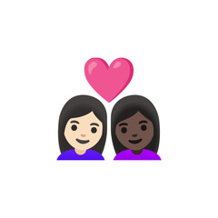 Couple with Heart Emoji (Female-Female, Light Skin and Dark Skin)
