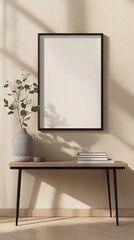 Minimalist Poster Mockup in Stylish Modern Interior with Natural Accents