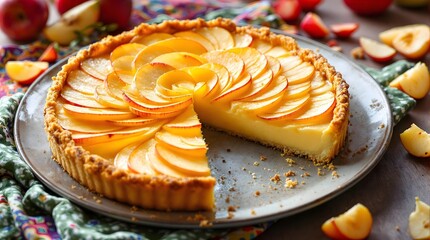 Thurgauer Obsttorte Fruit Tart with Local Apples and Pears (Swiss Cuisine)