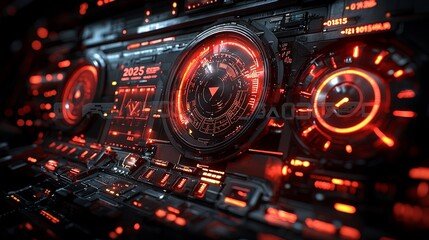 Obraz premium Futuristic Tech Dashboard with Data Optimization Display