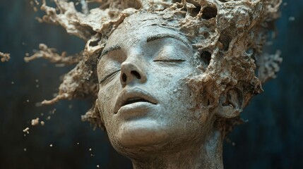 Fluid Transformation: A Surreal Sculptural Portrait
