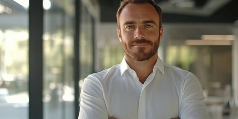 Obraz premium Man with beard posing for business portrait