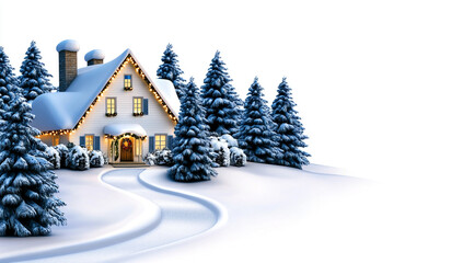 Cozy Farmhouse Aesthetic on Clean White Background for Christmas Decor