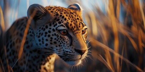 Leopard in tall grass