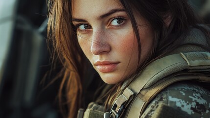 Female Soldier with M16