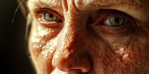 Aging woman with visible signs of sun damage