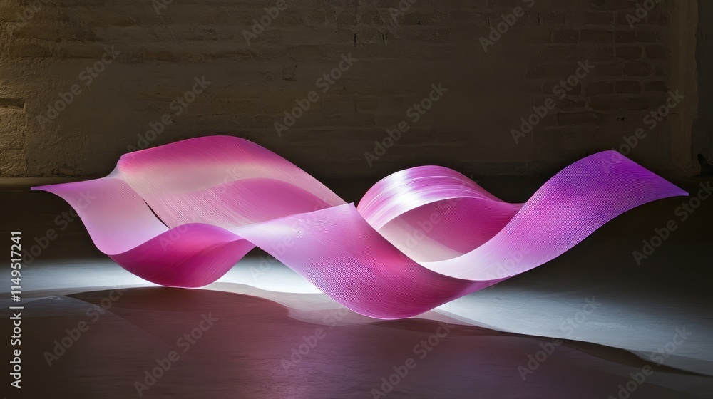 Aufkleber elegant abstract wave sculpture in soft pink tones with soft lighting creating a serene atmosphere i