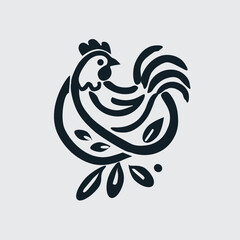 simple monogram logo design of a chicken