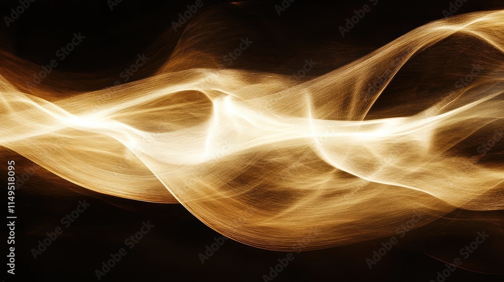 Poster abstract light waves flowing in a dark background, creating an ethereal and dreamlike atmosphere wit