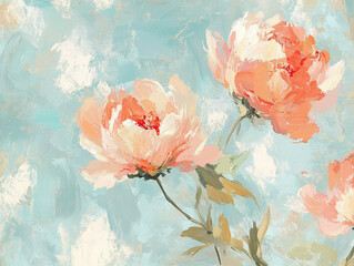 Abstract oil painting flowers wallpaper, art oil painting background