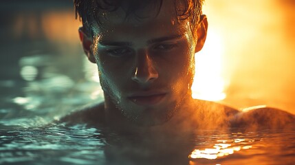 Mysterious Man in Water: A Dramatic Portrait