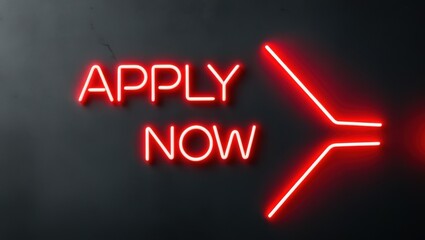 neon glowing apply now red text for new job hiring, office hiring apply now text, apply now neon banner, apply now job recruitment text
