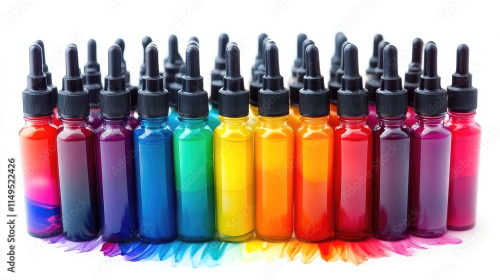 Aufkleber vibrant array of colorful dropper bottles filled with liquid pigments for art and craft projects dis