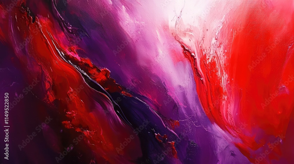 Aufkleber abstract expression of vibrant red and purple tones blending together in a dynamic composition, capt