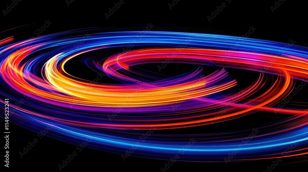 Aufkleber colorful light swirls creating dynamic energy in dark background, vibrant motion in abstract art, il