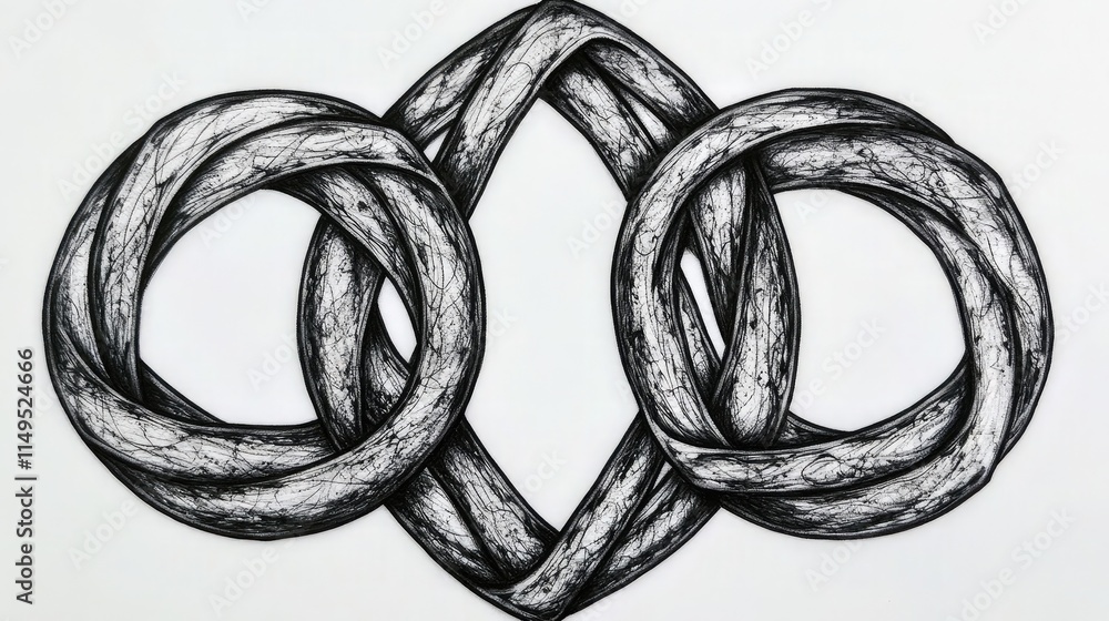 Aufkleber intricate black and white illustration of intertwined loops symbolizing unity and connection in a mo