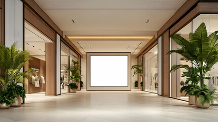 Luxury Mall Corridor Blank Signage Advertisement Interior Design. generative ai