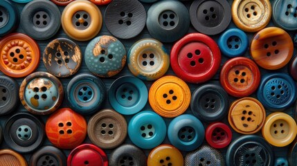 Fototapeta premium A collection of mismatched buttons arranged in a whimsical pattern