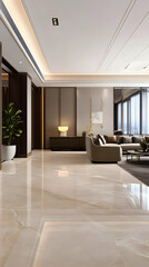 Modern apartment lobby flooring, elegant living room background, architectural design, interior design, real estate marketing. generative ai