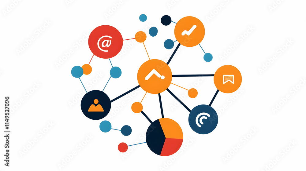 Aufkleber network connection graphic, digital communication, abstract background, website design element. gene