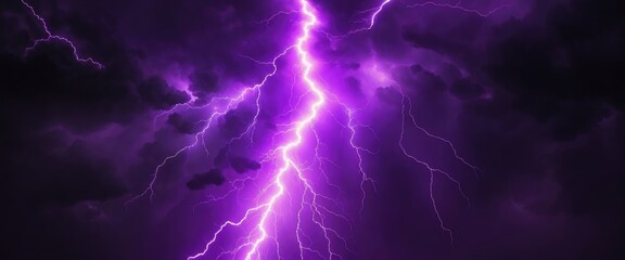 Naklejka premium Purple lightning black and dark abstract background