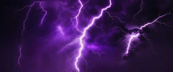 Obraz premium Purple lightning black and dark abstract background