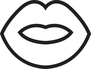 Obraz premium Lip gesture black line icon. Mouth expressing emotions sign. Design element for romantic poster. love symbol. Concept of beauty, minimalist style and fashion print isolated on transparent background.