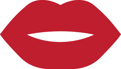 Lip gesture red flat icon. Mouth expressing emotions sign. Design element for romantic poster. love symbol. Concept of beauty, minimalist style and fashion print isolated on transparent background.