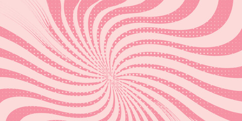 Candy color sunburst background. Abstract pink cream sunbeams design wallpaper. Colorful spinning lines for template, banner, poster, flyer.